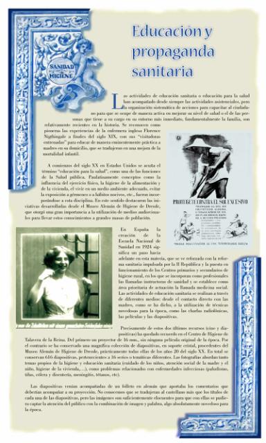 Exposición conmemorativa del 75 aniversario del Centro Secundario de Higiene Rural de Talavera de la Reina (1933-2008).
Panel informativo 10.